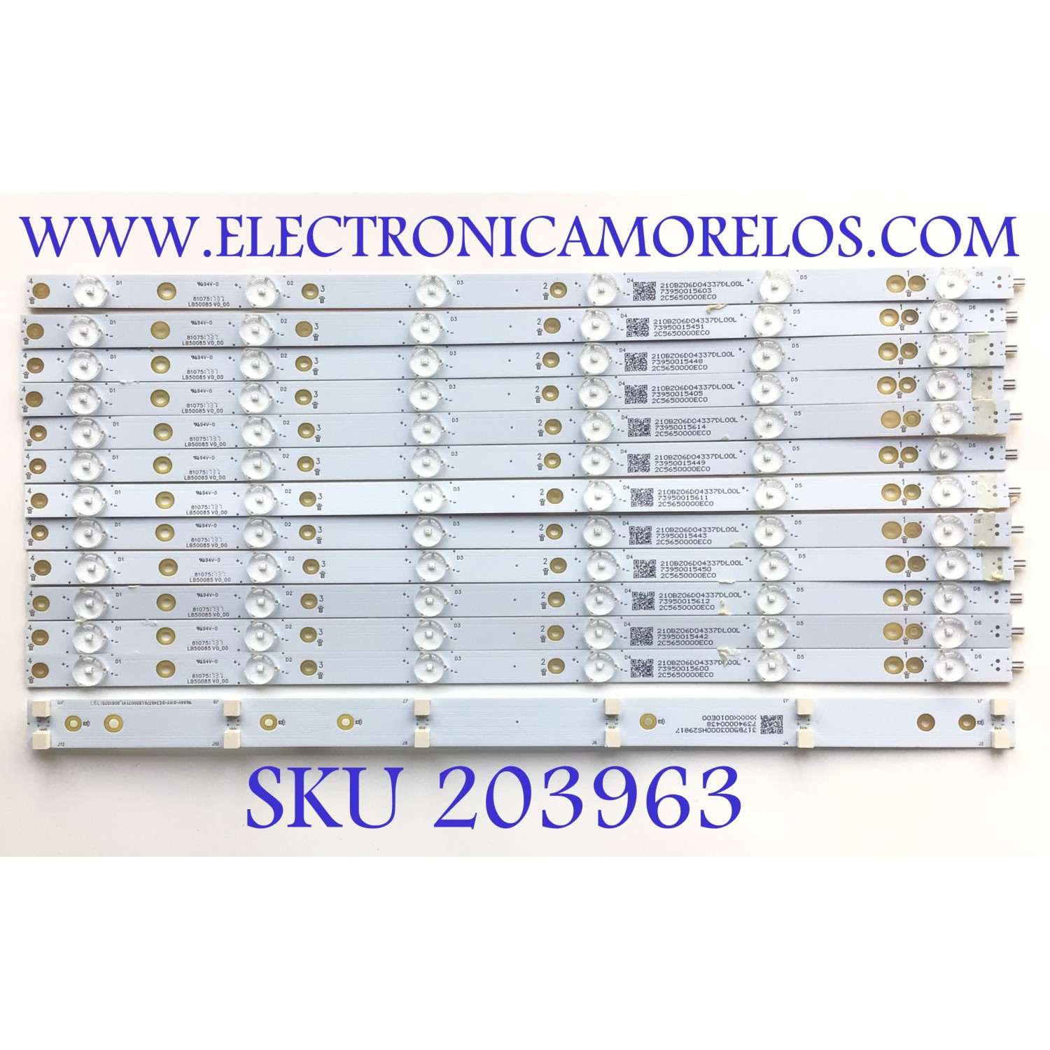 KIT DE LEDS ORIGINAL PARA TV VIZIO 12 PIEZAS / NUMERO DE PARTE LB50085 / LB50085 V0_00 / 210BZ06D04337DL00L / 81075 / 810751737 / 2C5650000EC0 / LB50071 V1_00 / PANEL TPT500J1-LE8.N / MODELO D50F-E1 / D50F-E1 LTM6VTLT